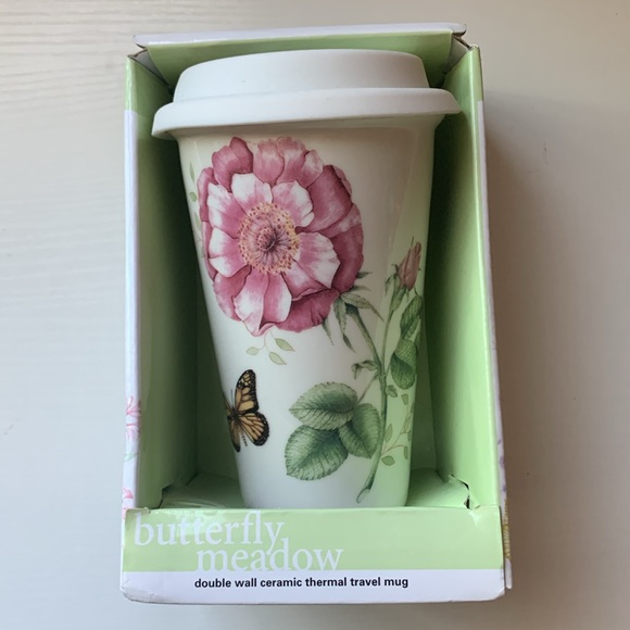 NIB Lenox Butterfly Meadow Ceramic Travel Mug - Picture 5 of 5